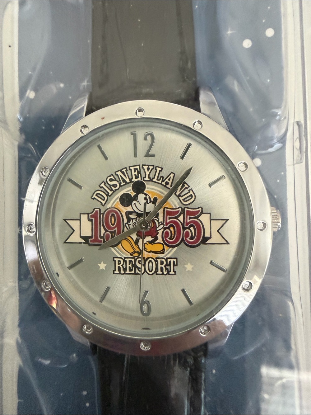 Disneyland Resort 1955 Mickey Mouse Silver Dial Women's Watch - Black Strap NIB